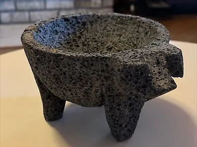 5  PIG FACE GUACAMOLE MOLCAJETE MORTAR (No Pestle) CARVED BASALT LAVA STONE • $25.99