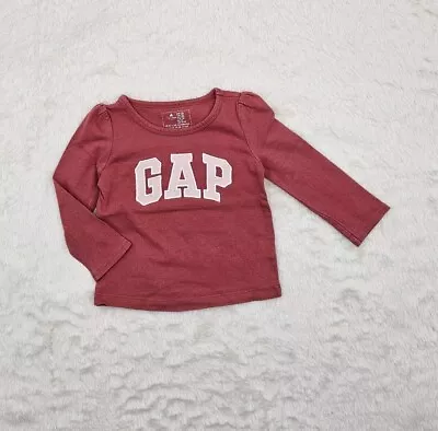 BabyGap Baby Girl Top Long Sleeve T-shirt Logo Preloved Kids Pink 6-12 Months • £2.50