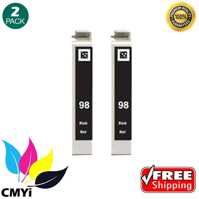 $13.19 • Buy 2PK Black 98 Ink Cartridge Compatible For Epson T098 Artisan 700 710 725 730 800