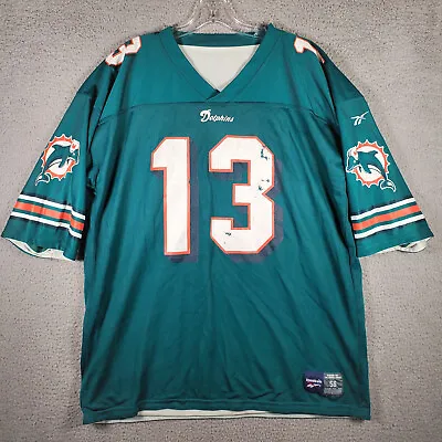 Vintage Miami Dolphins Jersey Reebok Dan Marino #13 Size 56 Reversible Green • $37.49