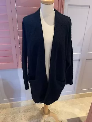 Custommade Black  Mohair/wool  Soft Longline Cardigan Med Uk8-14 • $31.07