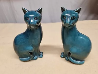 £48 • Buy Pair Of 6.5  High Blue Poole Pottery Cats