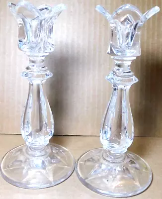 CH~Viscount Candlesticks Tapered Tulips By: Gorham Crystal 2 Piece Set Defects • $12