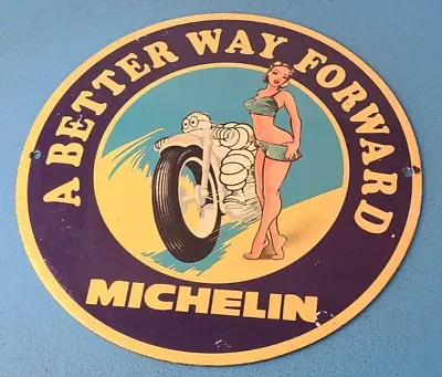 Vintage Michelin Tires Porcelain Gas 10  Motorcycle Service Store Pump Signs • $138.37