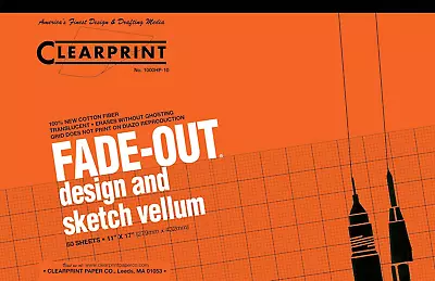 Clearprint Vellum Pad With 10x10 Fade-Out Grid 11x17 Inches 16 Lb. 60 GSM 50 • $50.23
