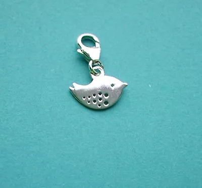 CLIP ON 925 Solid Sterling Silver 'BIRDIE' Charm With Trigger Clasp Finding • £6.83