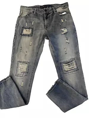 American Rag Jeans Mens 34 Blue Distressed Rock Jeans Urban Punk Thrashed Jeans • $21.99