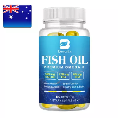 Omega 3 Fish Oil Capsules 3x Strength 3600 EPA & DHA - Joint Eye Health Support • $21.89