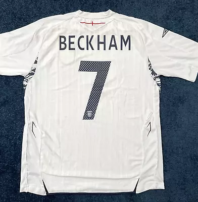 AUTHENTIC ENGLAND 2007-09 HOME FOOTBALL SHIRT XL ADULT UMBRO (MINT) BECKHAM No7 • £60