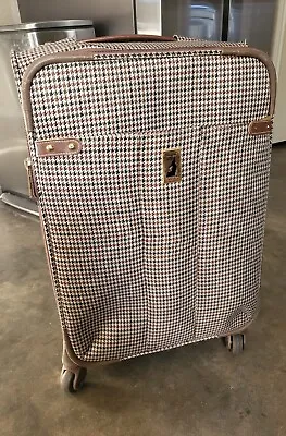 Very Nice 22  X 15  X 11  LONDON FOG  Brown HOUNDSTOOTH Rolling Wheel Suitcase • $68