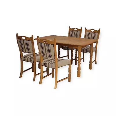 1970s Danish Design Dinning Set Of Table And Four Chairs Oak Wood Wool. • £1120.89