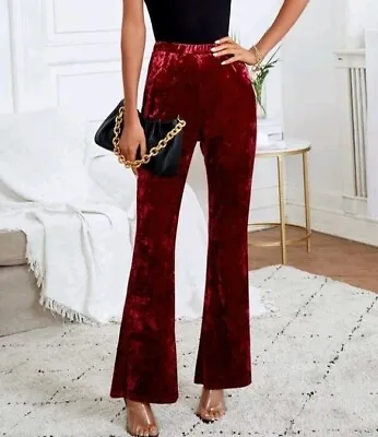 £14.95 • Buy Womens Size 6 Red Crushed Velvet Flared Trousers New XS Retro 70s Hippie Hippy