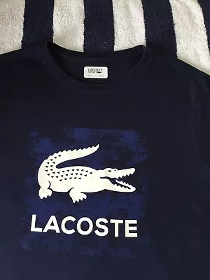 Mens Lacoste Sport Dark Blue T Shirt In Size 7 XXL • £16