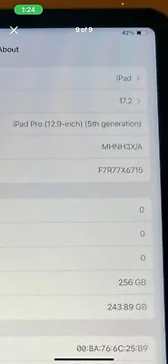 Apple IPad Pro 5th Gen 256GB Wi-Fi + 5G (Unlocked) 12.9 In - Space Grey • $1100