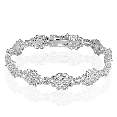 Polished Vintage Filigree Swirl Bracelet In Sterling Silver • $39.99