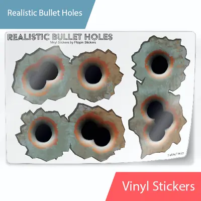 $5.99 • Buy Realistic Bullet Hole 3D Stickers Vinyl Decals Rapid Fire Rusty Look 1.5  X 3 