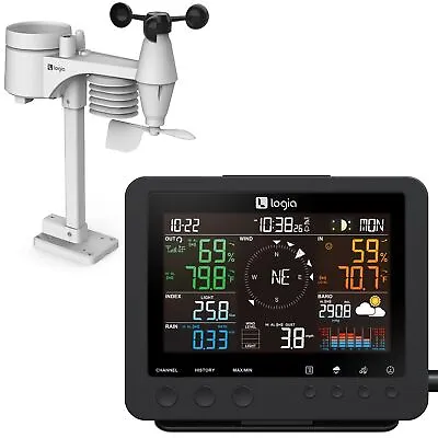 Logia 7-in-1 Weather Station Weather Monitoring W/ Temperature Humidity & More • $66.22