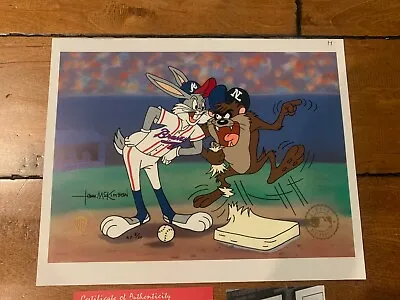 TAZ RIPPED ATLANTA BRAVES LOONEY TUNES AP /20 Charles McKimson Signed CEL RARE • $229.99