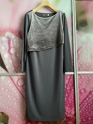 Mint Velvet Grey Dress Size 12 With Velvet Asymmetric Front Details • £18.79