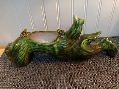 Vintage Green Majolica Frogs On A Log Planter Very Rare Unsigned • $29.99