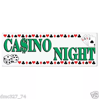 CASINO Vegas Poker Game Party Decoration CASINO NIGHT Sign BANNER 60  X 21  • $12.99