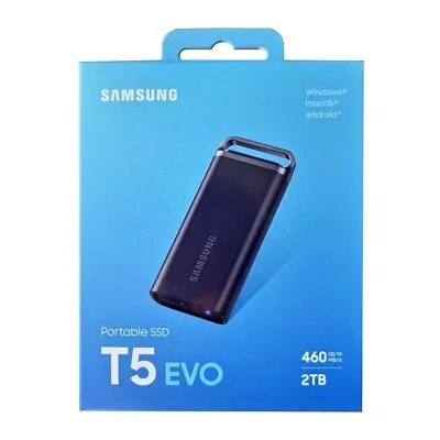 Samsung T5 EVO 2TB USB 3.2 Portable SSD (Black) MU-PH2T0S - For PC Mac Android • $288.95