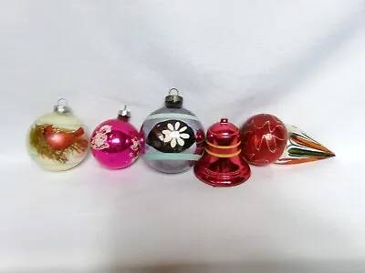 Lot/5– Assorted Vintage Christmas Ornaments Glass Tin Painted Stenciled Etc • $7.84