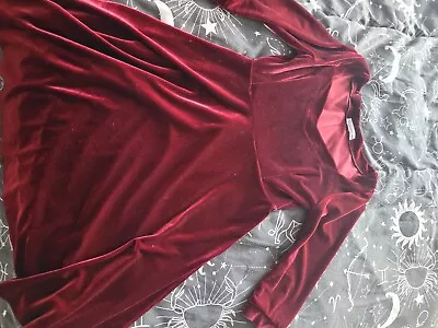 Burgundy Skater Velvet Dress Size S/M • £10