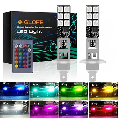 2x H1 RGB LED 12SMD Multi-Color Auto Car Fog Light Lamp Bulbs + Remote Control • $11.76