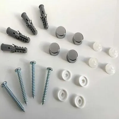 £3.79 • Buy Drilled Mirror Spares-Screws Raw Plugs And Chrome Caps For Any Frame, Mirror New