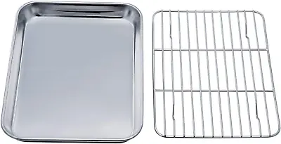 Toaster Oven Tray And Rack Set Stainless Steel Toaster Pan Broiler 7’’X9’’X1’’ • $13.19