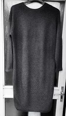 £12.09 • Buy ASOS Grey Ribbed Round Neck Long Sleeve Midi Length Jumper Dress Size 12(VGC)