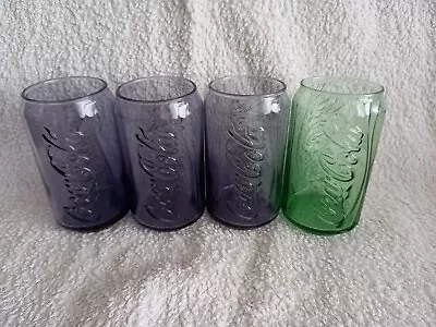 4 McDonalds Coca Cola Can Tumbler Glasses 3 Purple & 1 Green • £17.99