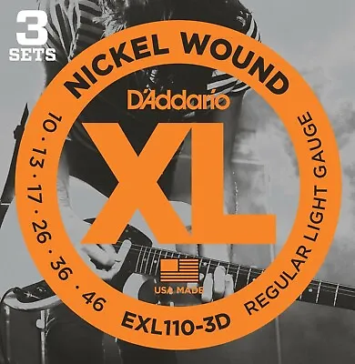 $25.99 • Buy D'Addario EXL110 3-set Electric Guitar Strings Light 10-46 