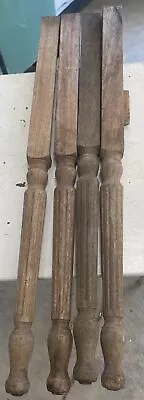 4 Vintage Architectural Salvaged Wood Turned Skinny Table Legs 28.75” Weathered • $12.50