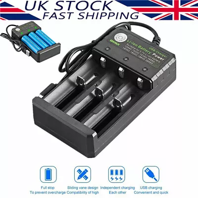 Li-ion 18500 18350 26650 Battery Charger Rechargeable 3 Slot For 3.7V Battery • £10.90