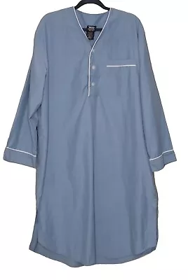 JOHN BLAIR Sleep Shirt NIGHTSHIRT Size M/L Cotton Blend Light Blue White Trim • $17.50