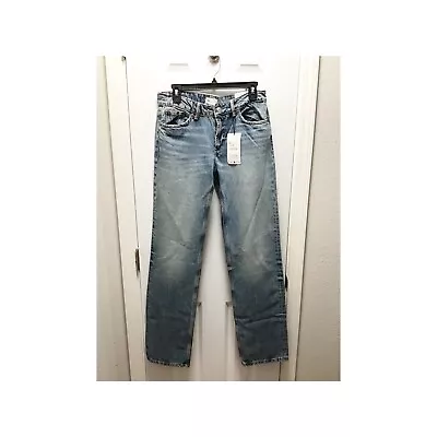 Zara NWT Jeans Women's Size 6 / 38 Blue Straight Leg Low Rise Distressed • $24.99