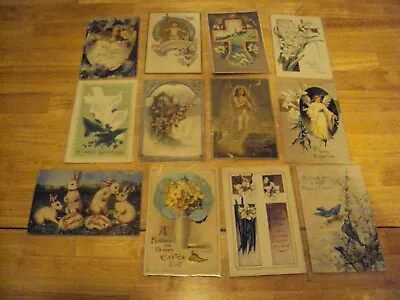 Lot Of 12 - Antique Easter Greeting Vintage Postcards - Some  Embossed • $4