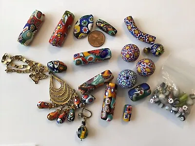 Vintage Lot Of 23+ Millefiori Murano Venetian Beads R1 • $15.99