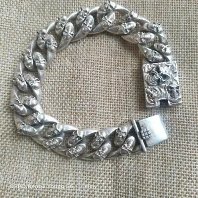 Silver Skeleton Sculpture Bracelet Of Miao Nationality In Old Tibet • $9.99