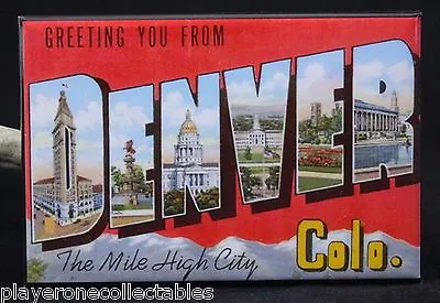 Greetings From Denver Vintage Postcard 2  X 3  Fridge Magnet. Colorado • $6.39