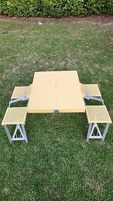 Vintage Handy Portable Picnic Table & Chair Set Folding Suitcase  • $125