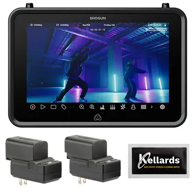 Atomos Shogun 7-inch HDR Monitor-Recorder W/ 2x Batts/Chargers & Wipes Bundle • $999