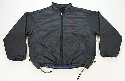 Rare VTG EDDIE BAUER EBTEK Spell Out Full Zip Windbreaker Jacket 90s Black SZ XL • $39.99