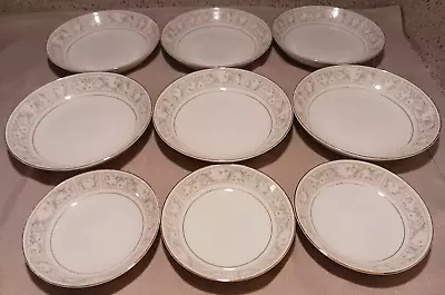 9PC M Fine China Japan 5037 Derwood Bowl Set 6 Soup Bowls 3 Fruit Dessert Bowls • $14.95