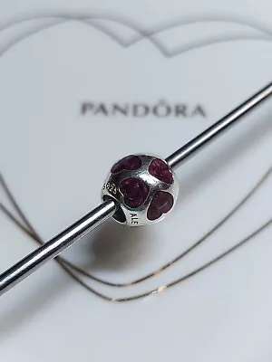 Genuine Pandora Silver 💕 Solid Purple Enamel Hearts All Over 💕 Charm S925 ALE • £12