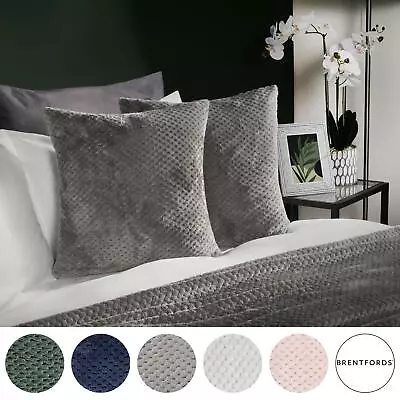 £6.99 • Buy Brentfords Waffle Cushion Covers Popcorn Fleece Set Of 2 Pack Sofa - 18  X 18