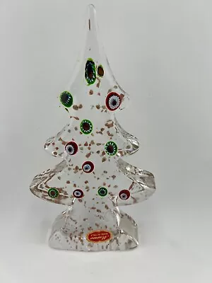 Vintage Murano Decorative Millefiori Green Red Bronze Blown Glass Christmas Tree • $180