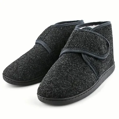 Mens Bootie Warm Diabetic Slippers House Shoes Wide Fit Lining Winter Boots Size • £16.24
